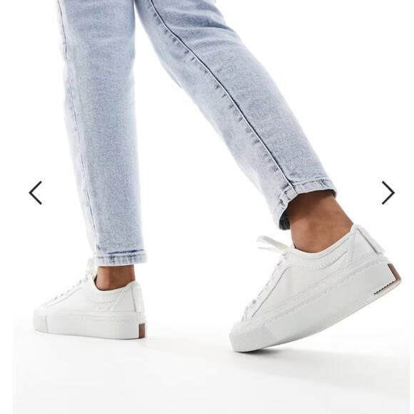 All Saints Milla Leather Chunky Sole Sneakers in White - Picture 2 of 8